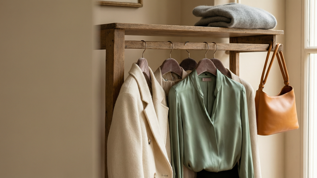 Designer clothing on a rack