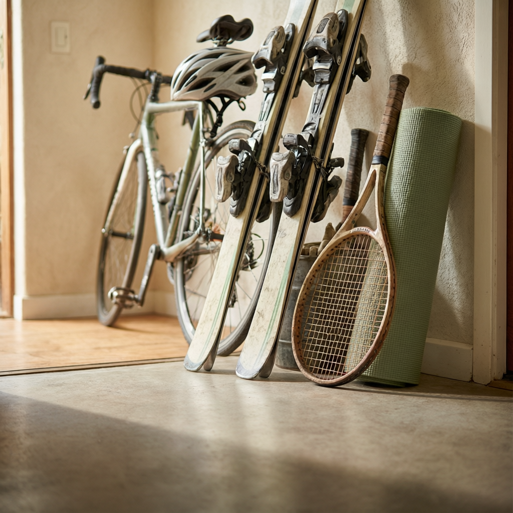 Skis, bikes and sports equipment